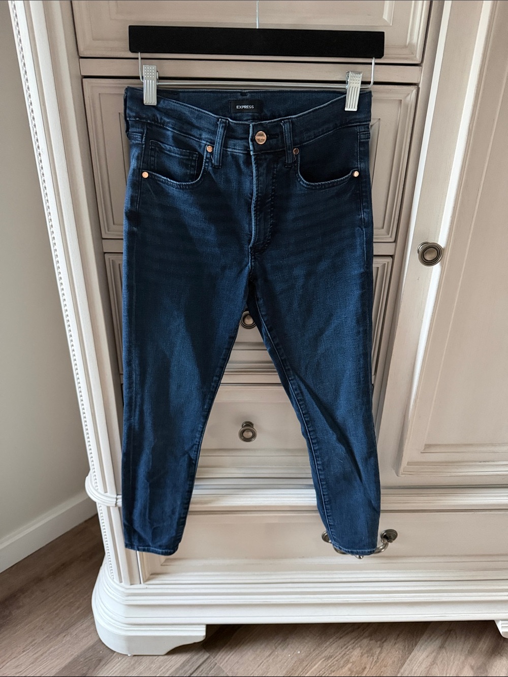 Express Women's Dark Blue Stretch Jeggings - Indigo Wash